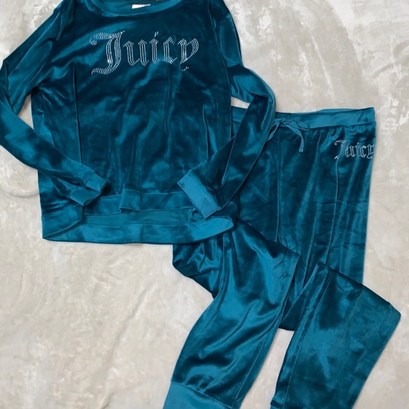 teal velour tracksuit